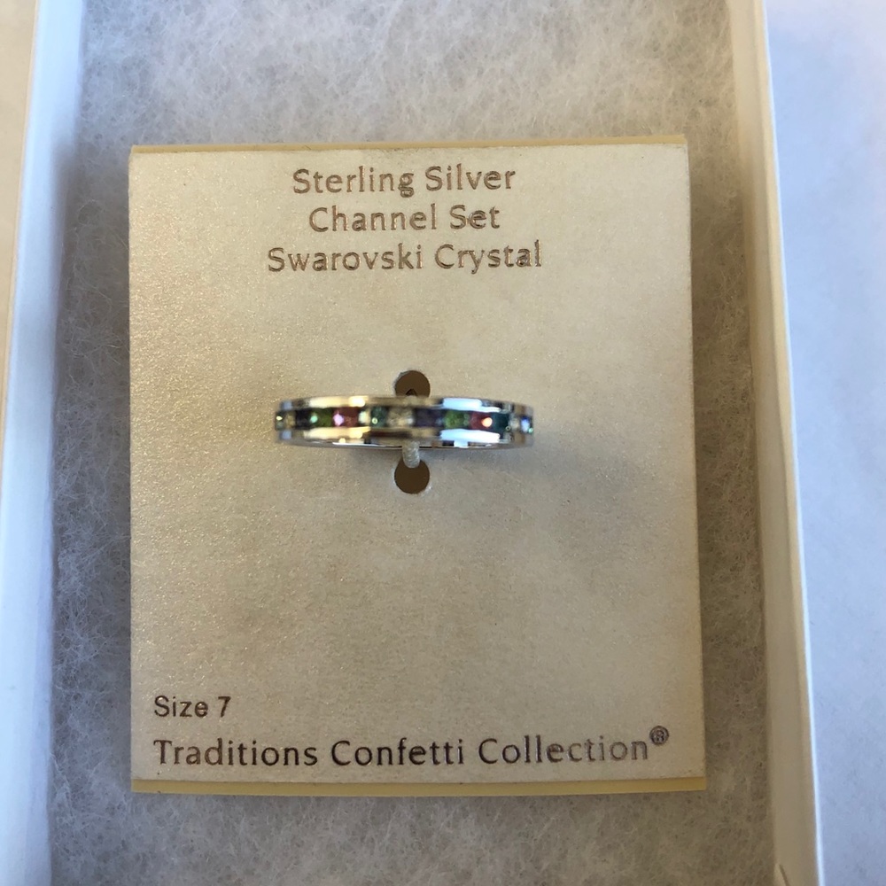 Sterling Silver Channel Set Swarovski Crystal Ring
